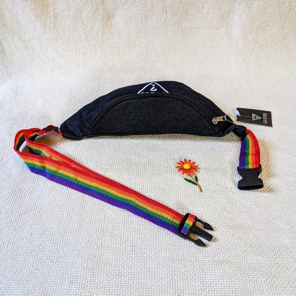 Guess? | Rainbow Strap Denim Logo Fanny Pack - Picture 4 of 7